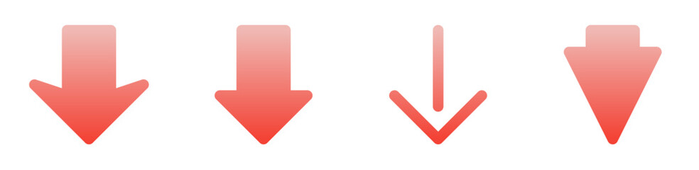 down arrow with red gradient colors icon , arrow symbol icon set