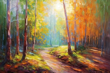 oil painting of autumn landscape