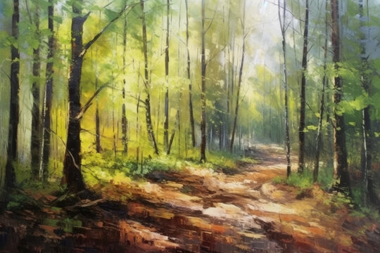oil painting forest landscape