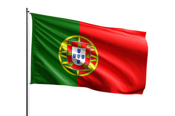3d illustration flag of Portugal. Portugal flag waving isolated on white background with clipping path. flag frame with empty space for your text.
