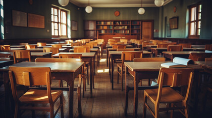 Empty classroom in the morning