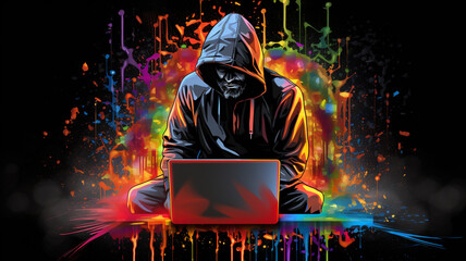 Obraz premium hacker front of his computer committing digital cybercrime