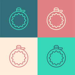 Pop art line Canteen water bottle icon isolated on color background. Tourist flask icon. Jar of water use in the campaign. Vector