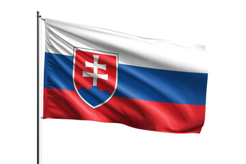 3d illustration flag of Slovakia. Slovakia flag waving isolated on white background with clipping path. flag frame with empty space for your text.