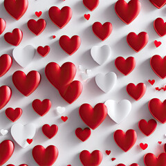 pattern with red hearts on white background
