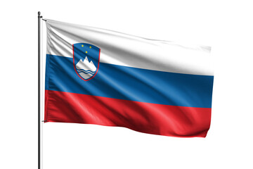 3d illustration flag of Slovenia. Slovenia flag waving isolated on white background with clipping path. flag frame with empty space for your text.