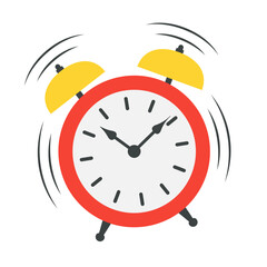 Alarm clock icon or sign. Time, watch, wake up, hurry up symbol. Ringing watches. Vector illustration.