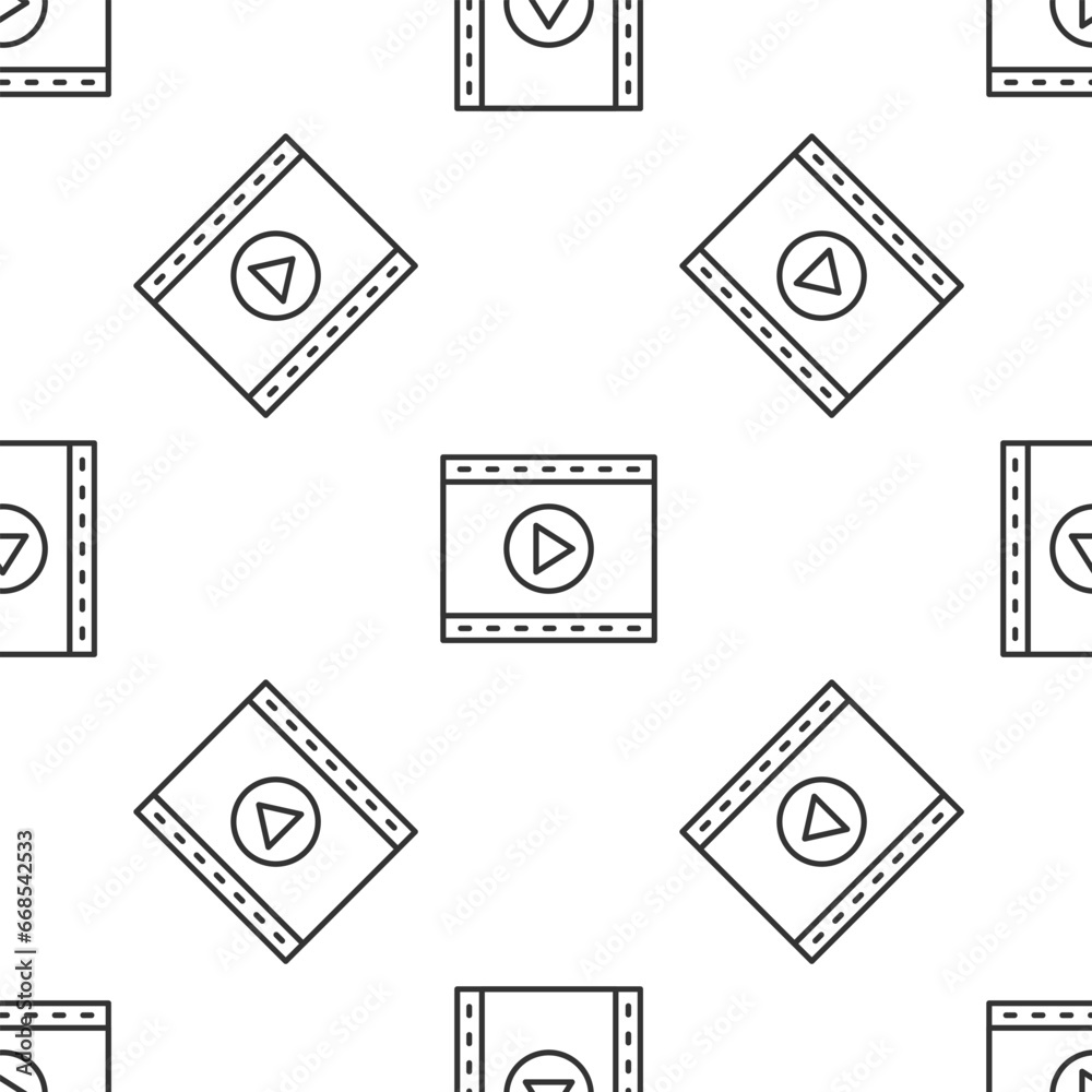 Canvas Prints grey line online play video icon isolated seamless pattern on white background. film strip with play