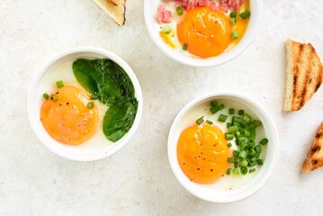 Eggs en cocotte (baked eggs)