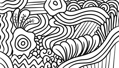 Abstract line drawings, for coloring practice, vector illustrations