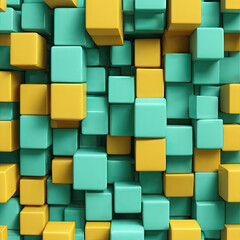 Fototapeta na wymiar pattern of yellow and mint cubes