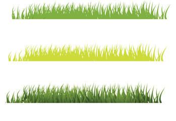 Green grass silhouette. Both realistic and flat illustration designs. Vector grass and nature collection with a transparent / white background. Nature and platn template.