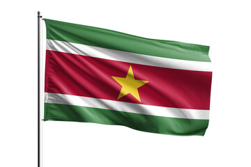 3d illustration flag of Suriname. Suriname flag waving isolated on white background with clipping path. flag frame with empty space for your text.