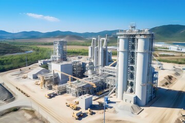 Aerial view of cement concrete factory - obrazy, fototapety, plakaty