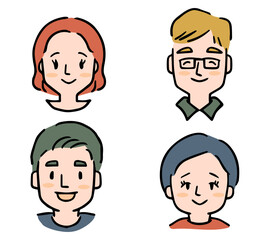 いろいろな男女の顔のアイコンセット