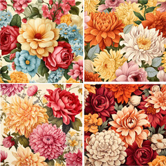 seamless pattern with flowers feminine painting rose artwork textile ornament print watercolor wedding romantic elegance fabric