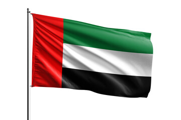 3d illustration flag of United Arab Emirates. United Arab Emirates flag waving isolated on white background with clipping path. flag frame with empty space for your text.
