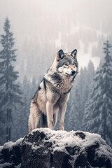 Wolf and winter snow