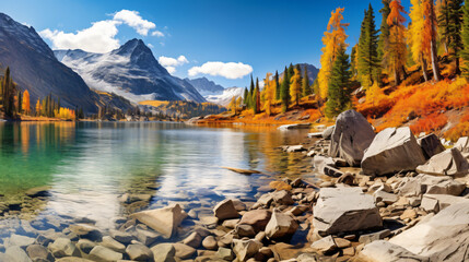 Indian summer in the Canadian Rocky Mountains. - obrazy, fototapety, plakaty