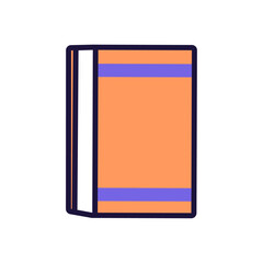 Vector book icon in cartoon style isolated on white background reading symbol