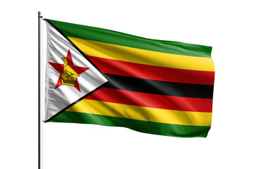 3d illustration flag of Zimbabwe. Zimbabwe flag waving isolated on white background with clipping path. flag frame with empty space for your text.