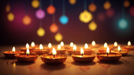 Vibrant Diwali Festival Lights | Glowing Diwali Diyas - Festival of Light