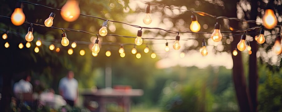 blurry garden party background in summer