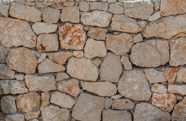 Ancient wall background with old concrete bricks