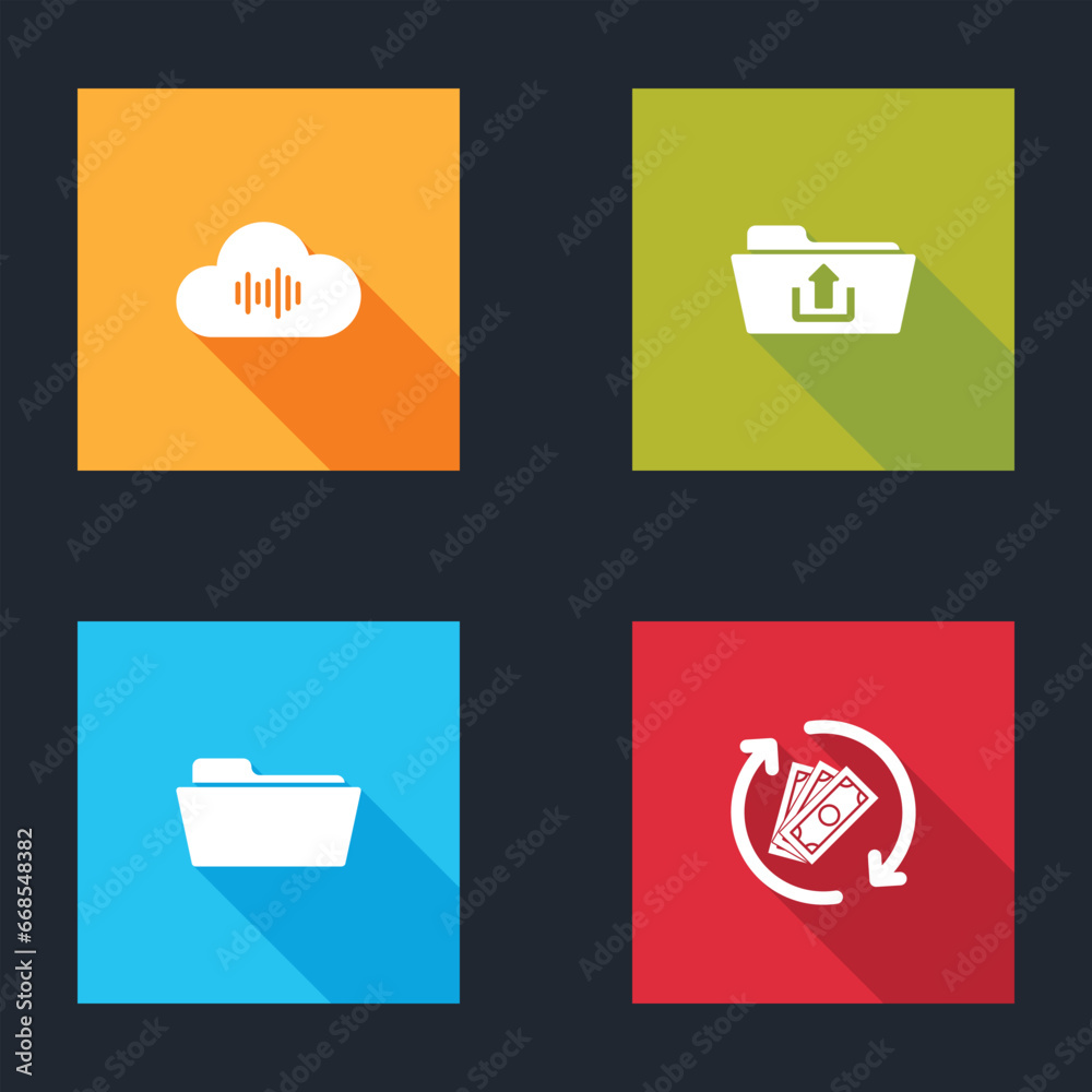 Canvas Prints Set Music streaming service, Folder upload, and Refund money icon. Vector