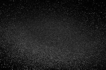 white black glitter texture abstract banner background with space. Twinkling glow stars effect. Like outer space, night sky, universe. Rusty, rough surface, grain.