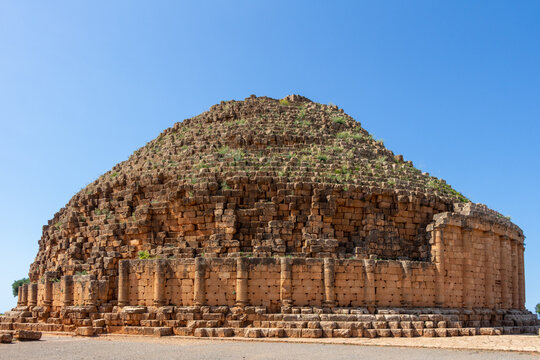The Royal Mausoleum of Mauretania, a funerary monument located on the road between Cherchell and Algiers, in Tipaza, Tipasa Province, Algeria