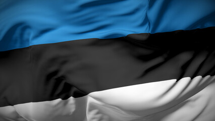 3d illustration flag of Estonia. Close up waving flag of Estonia.
