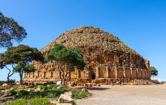 The Royal Mausoleum of Mauretania, a funerary monument located on the road between Cherchell and Algiers, in Tipaza, Tipasa Province, Algeria