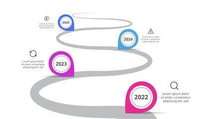 Timeline with 4 elements, infographic template for web, business, presentations, vector illustration