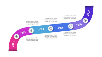 Timeline with 6 elements, infographic template for web, business, presentations, vector illustration