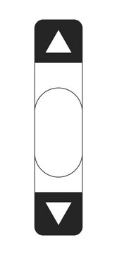Vertical scroll bar black and white 2D line cartoon object. Old fashioned style scroller web scrollbar isolated vector outline item. Retro 80s slider control monochromatic flat spot illustration