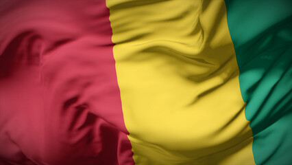Obraz premium 3d illustration flag of Guinea. Close up waving flag of Guinea.