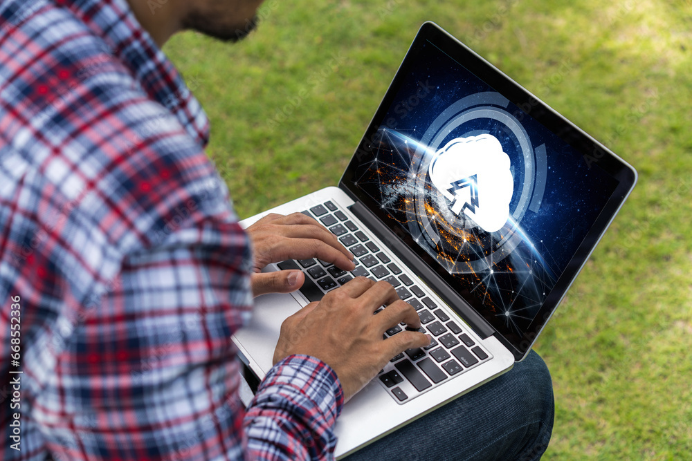 Poster cloud computing software for modish remote work and personal data storage