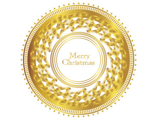 金色のメリークリスマスの文字ありクリスマスリース。装飾に使えるクリスマス素材。ベクター素材。
 - obrazy, fototapety, plakaty