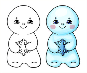 cute snowman children's vector new year character white snow