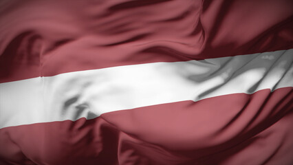 3d illustration flag of Latvia. Close up waving flag of Latvia.