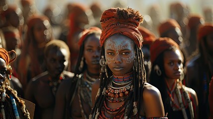 Fototapeta premium Ethnic tribe girl. Generative AI