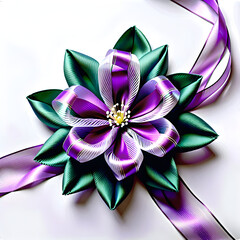 Floral Ribbon in Beautiful Colors: Charming Flower Motifs and Vibrant Hues.(Generative AI)