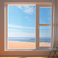Window overlooking beach