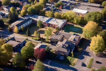 Aerial view of school building