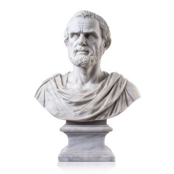 Detailed ancient greek philosopher marble bust sculpture