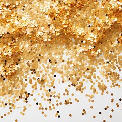 Golden glitter confetti white background created with AI