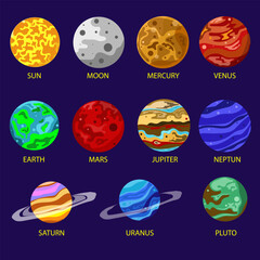 vector illustration of the solar system consisting of several planets in the solar system