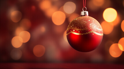 Fototapeta premium Christmas Tree With Ornament And Bokeh Lights. Ai generative.