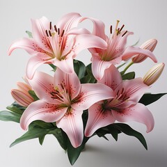 Beautiful Pink Lily ,Hd, On White Background